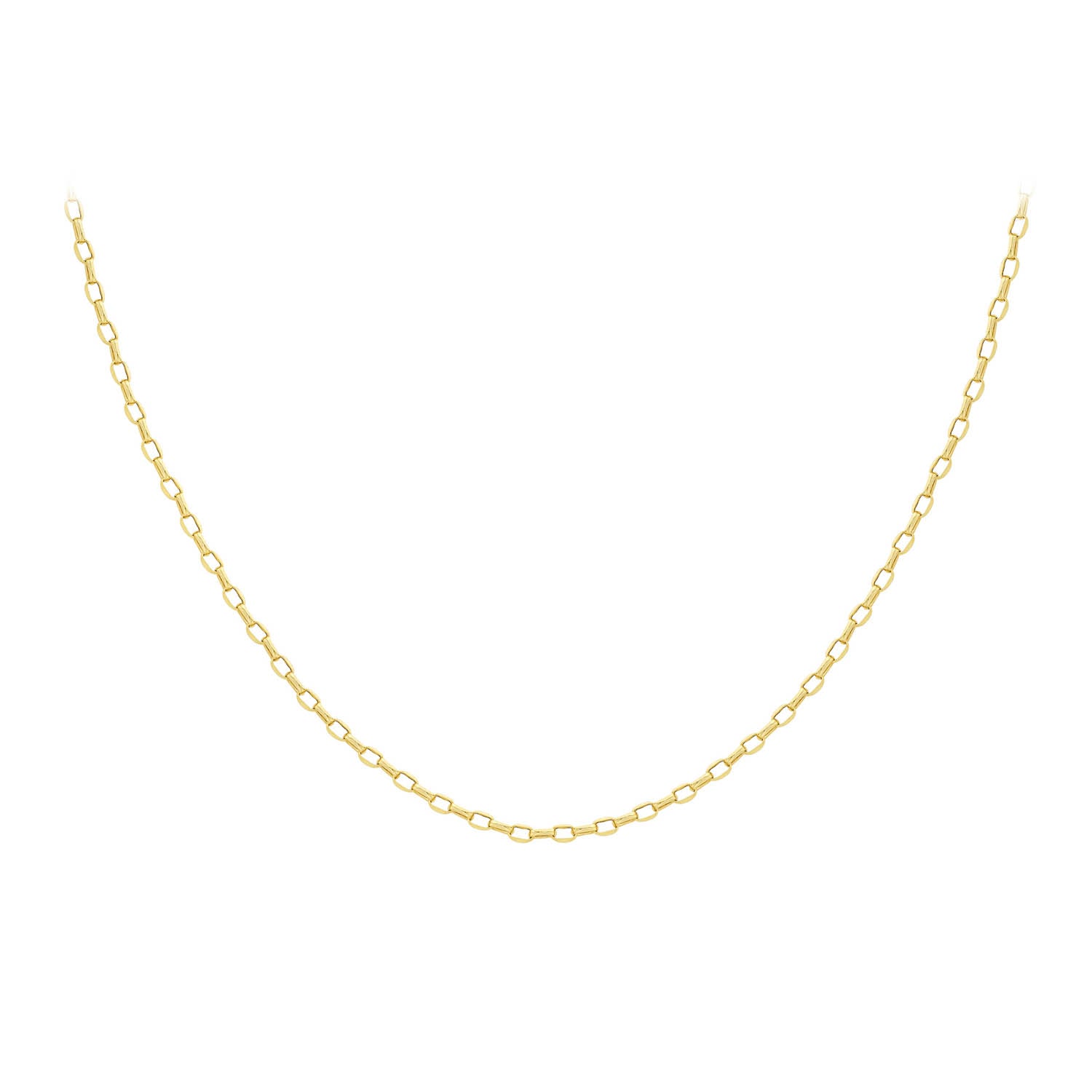 9K Yellow Gold Oval Belcher Necklace 50cm