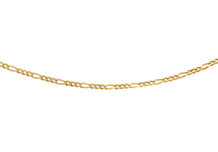 9K Yellow Gold 30 Diamond Cut Figaro 3+1 Necklace 45cm