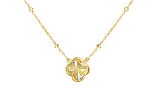 9K Yellow Gold Rainbow Petal Necklace 40-45cm