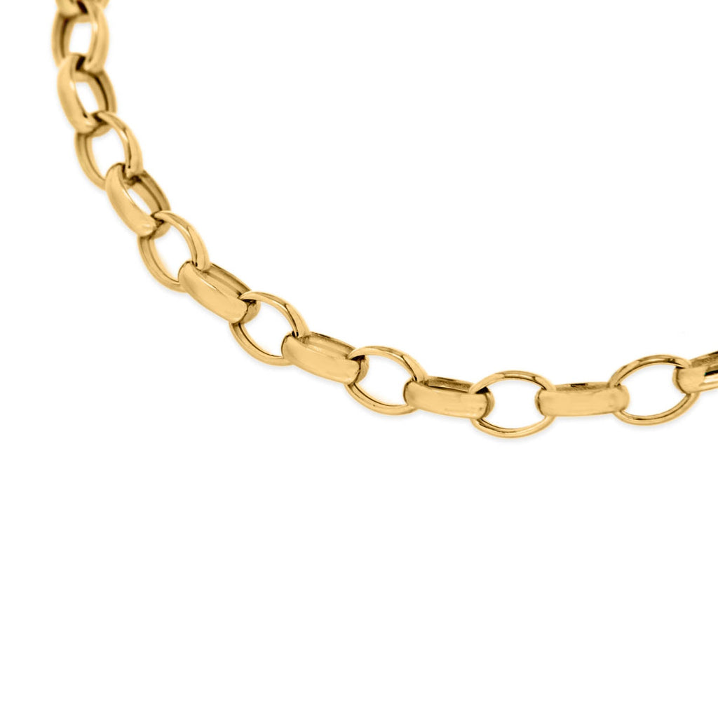 9K Yellow Gold Oval Belcher Bracelet 19cm