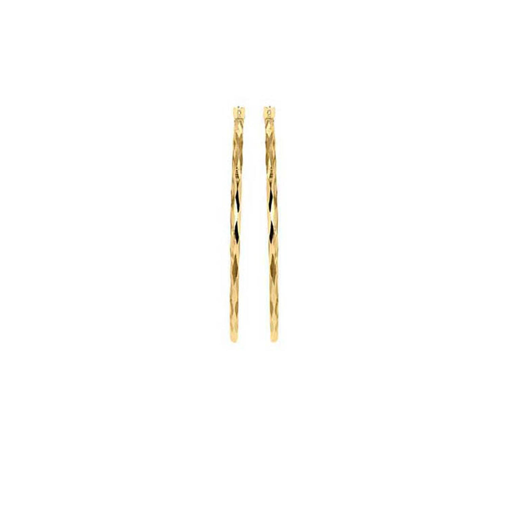 9K Yellow Gold Diamond Cut Hoop Earrings 28mm