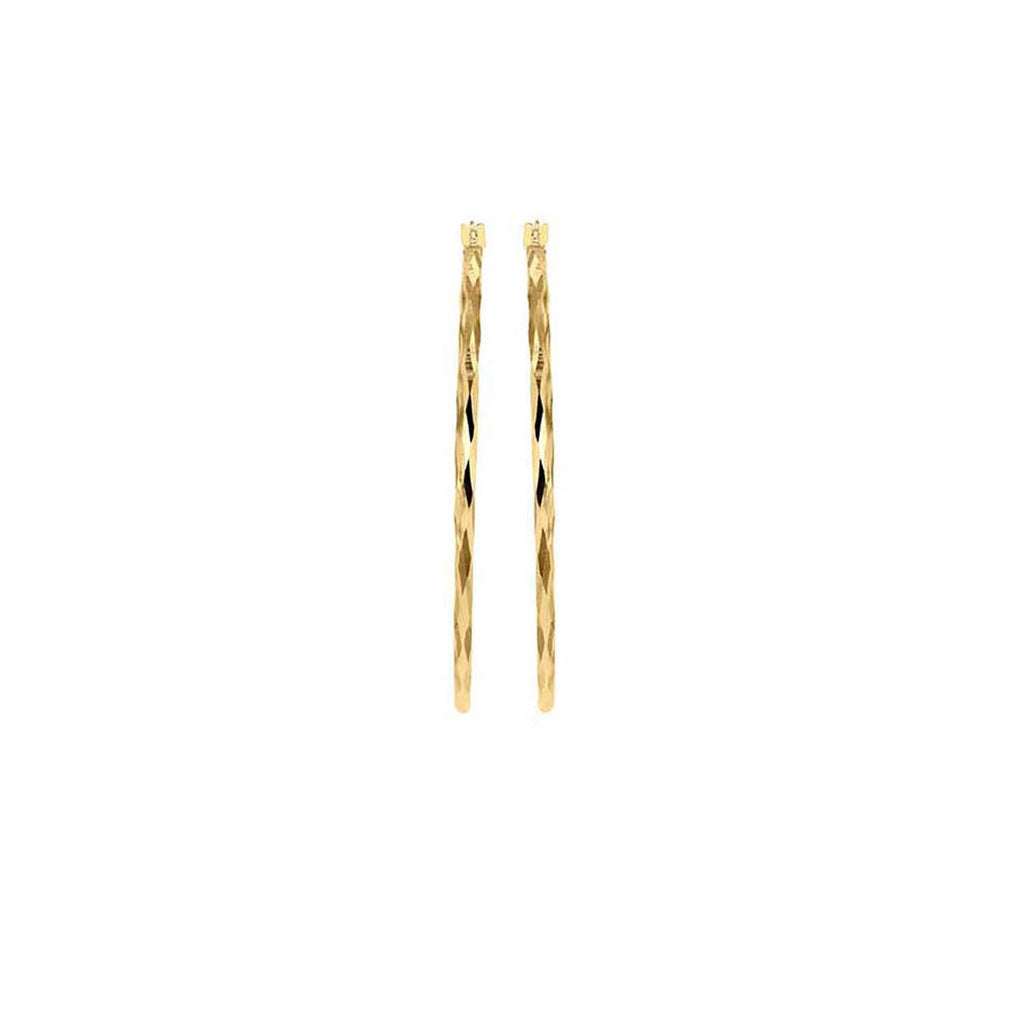 9K Yellow Gold Diamond Cut Hoop Earrings 42mm