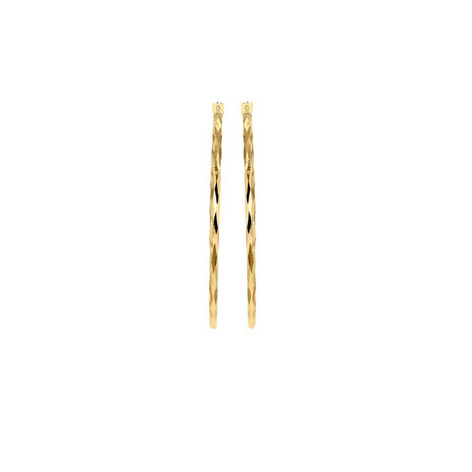 9K Yellow Gold Diamond Cut Hoop Earrings 42mm