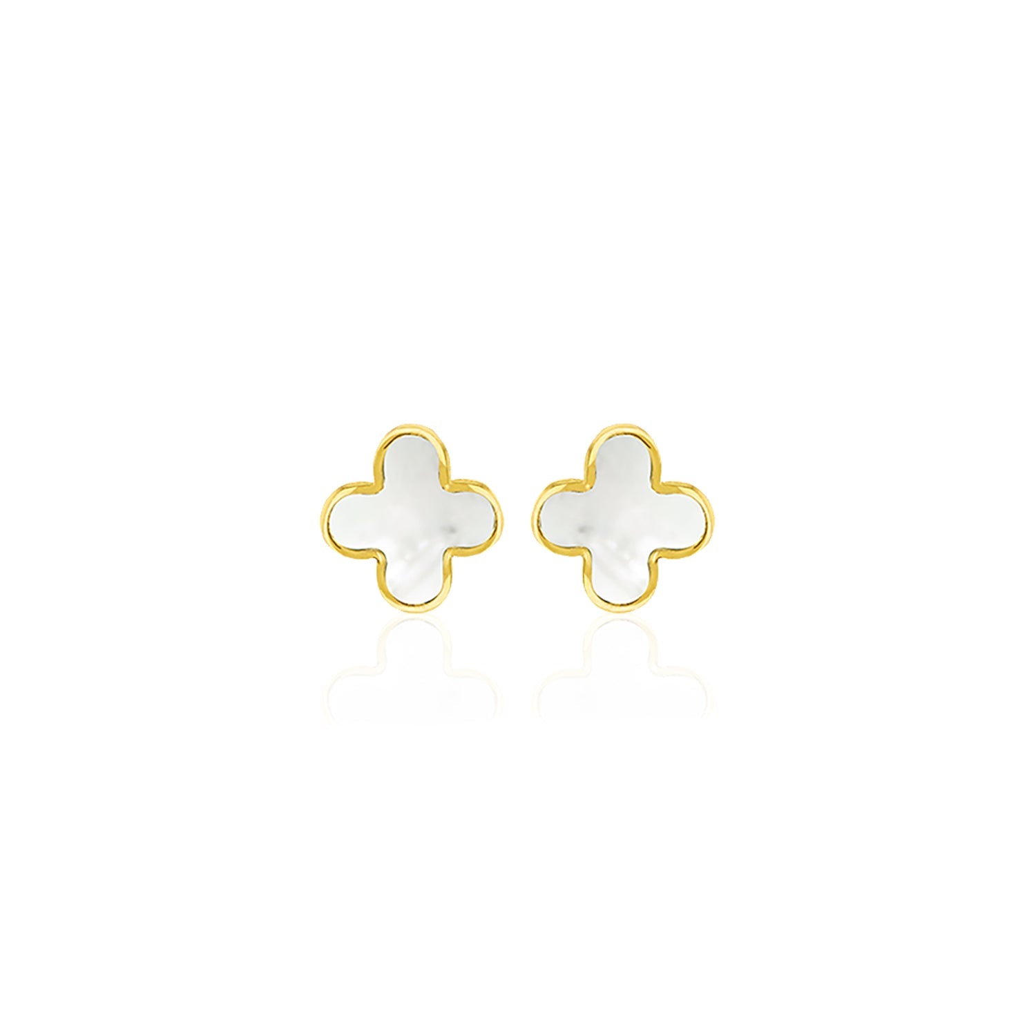 9K Yellow Gold Mother of Pearl Petal Stud Earrings