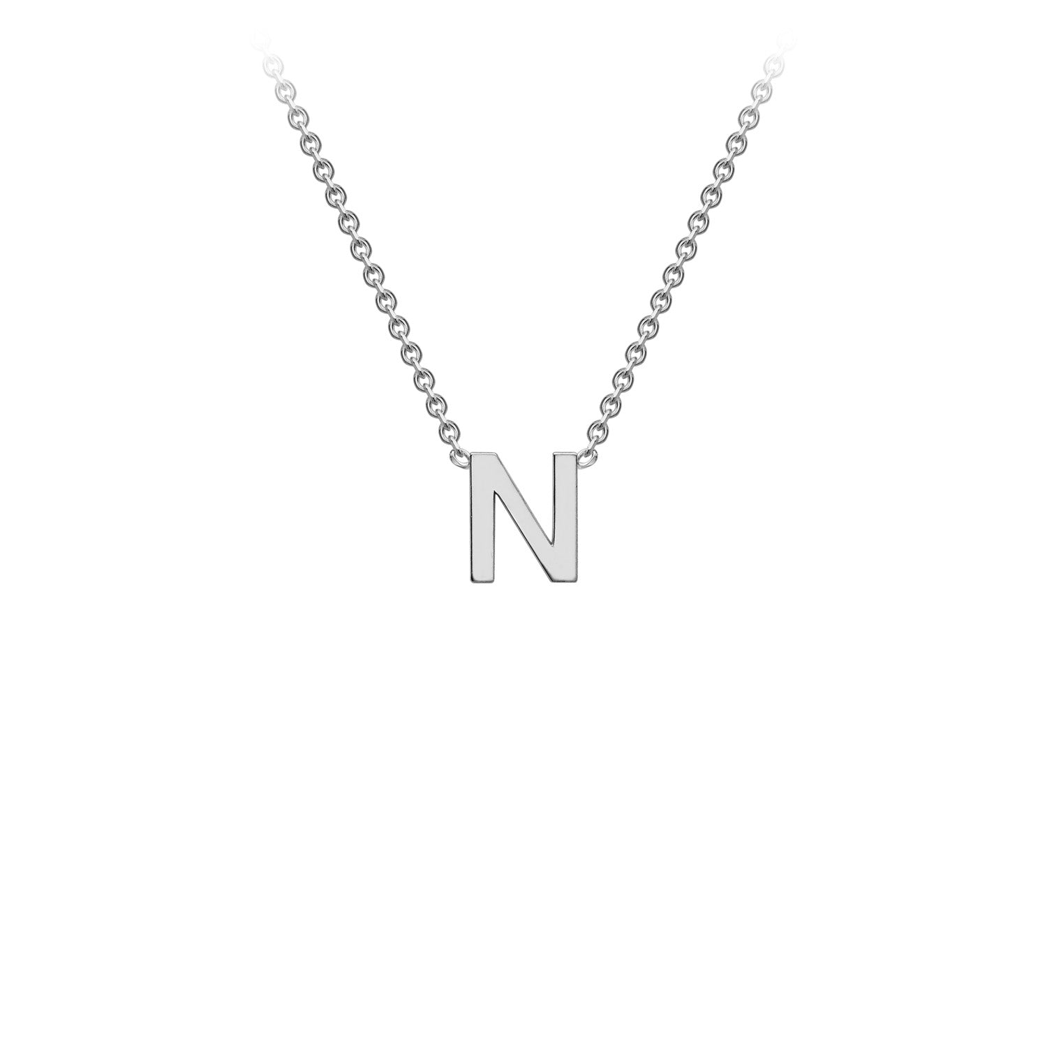 9K White Gold 'N' Initial Adjustable Letter Necklace 38/43cm