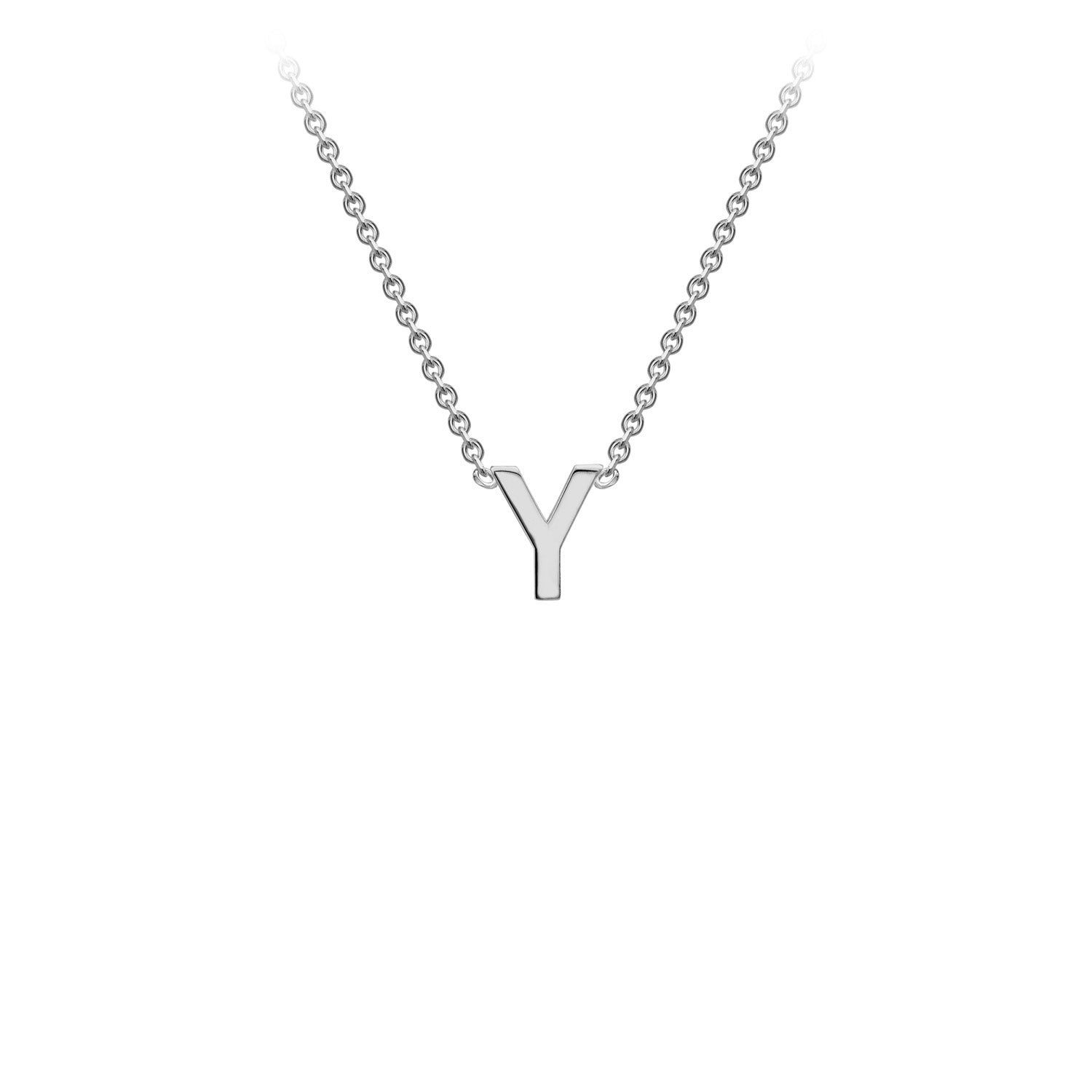 9K White Gold 'Y' Initial Adjustable Letter Necklace 38/43cm