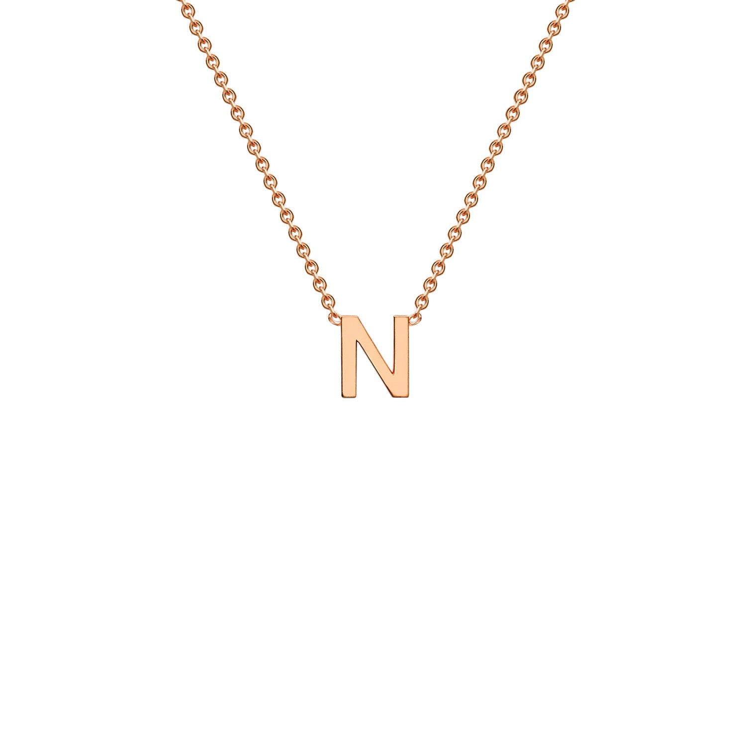 9K Rose Gold 'N' Initial Adjustable Letter Necklace 38/43cm