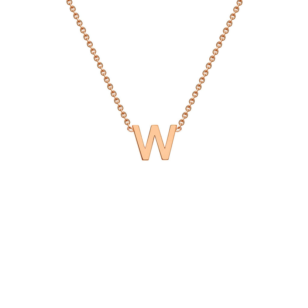 9K Rose Gold 'W' Initial Adjustable Letter Necklace 38/43cm