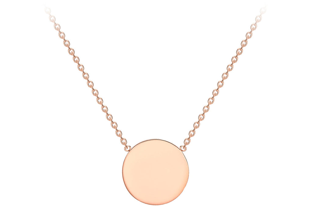 9K Yellow Gold 10mm Disc Adjustable Necklace 41cm-43cm