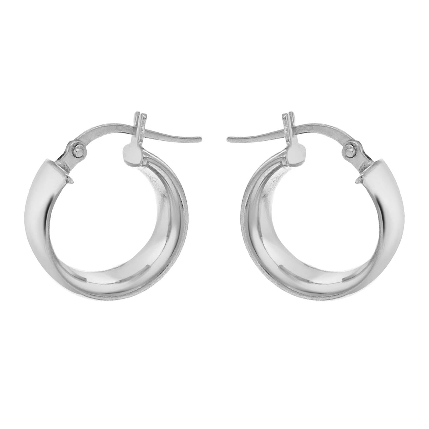 9K White Gold 6mm Band 14mm Creole Earrings