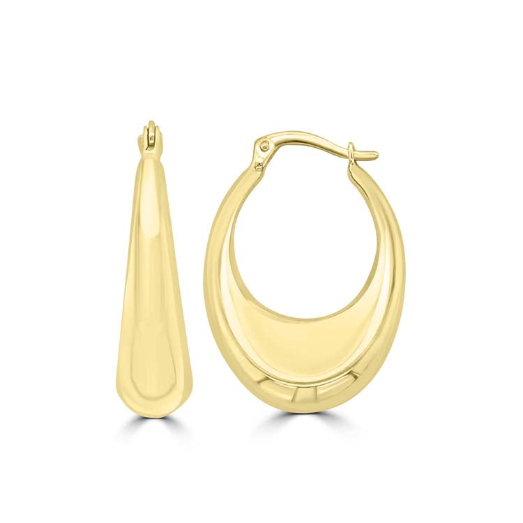 9K Yellow Gold Chunky Hollow Hoops 25mm