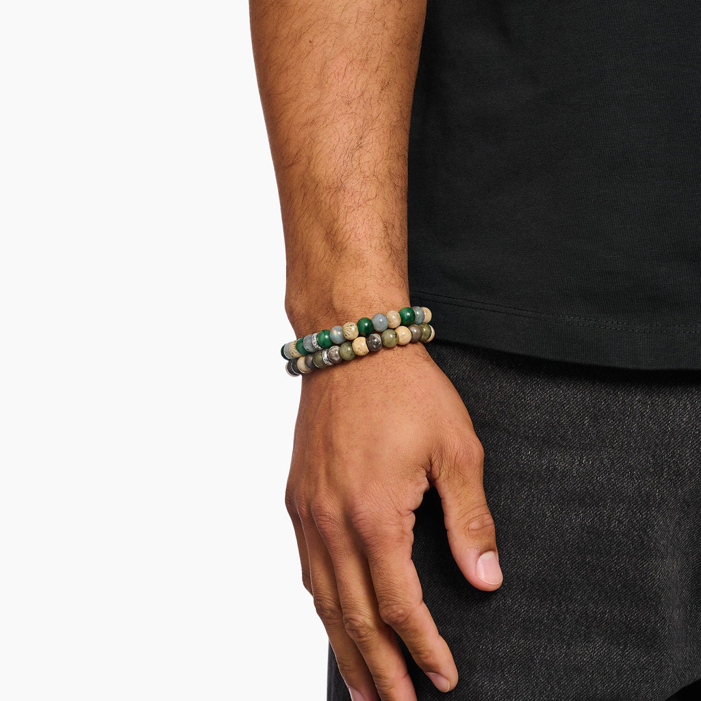 THOMAS SABO Jasper, jade, labradorite beaded bracelet