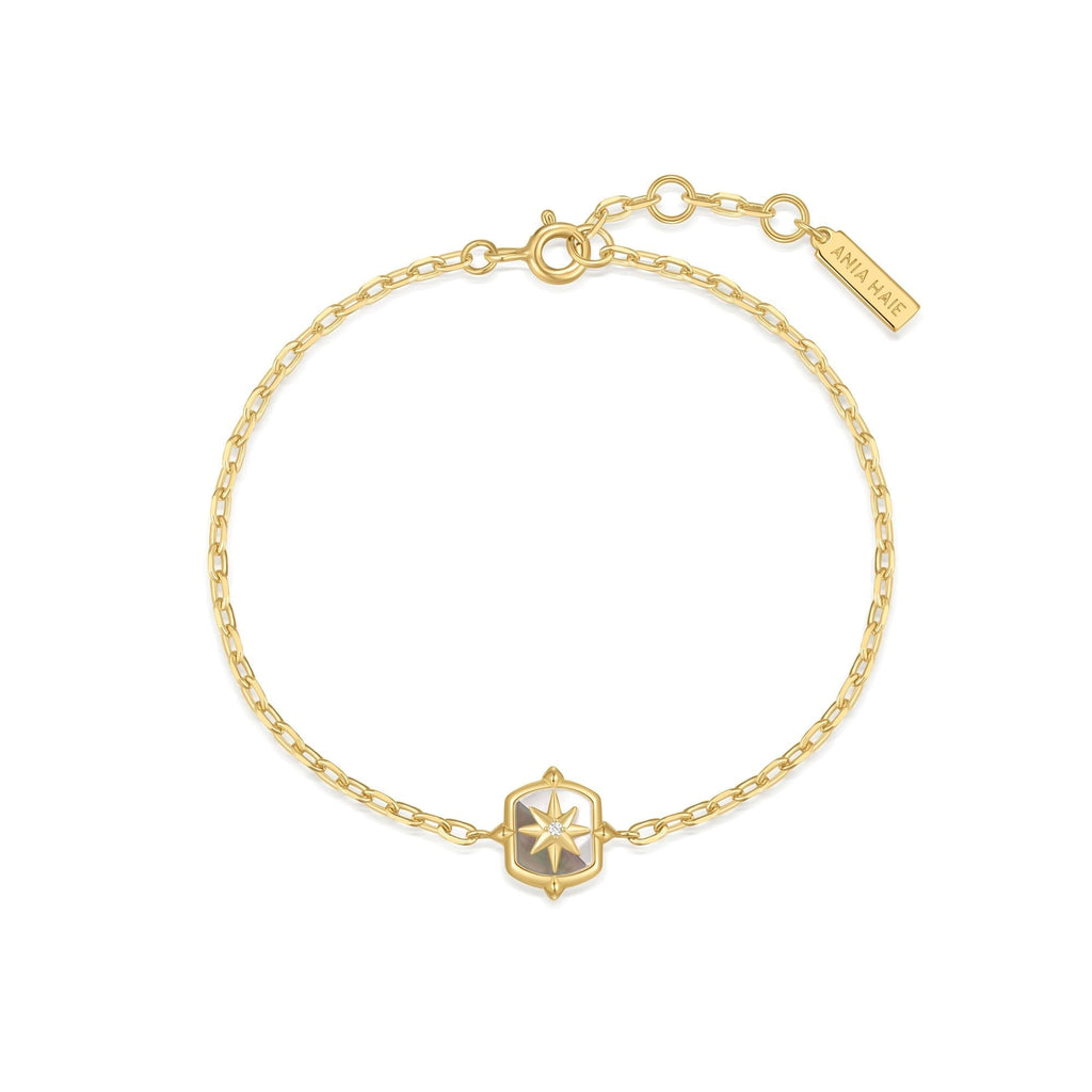 Ania Haie Gold Colour-Block Mother of Pearl Star Bracelet