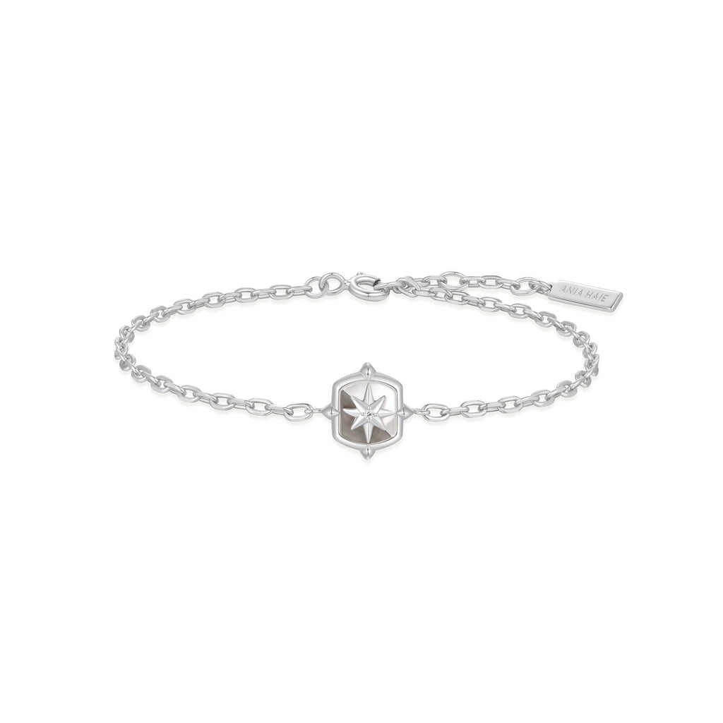 Ania Haie Silver Colour-Block Mother of Pearl Star Bracelet
