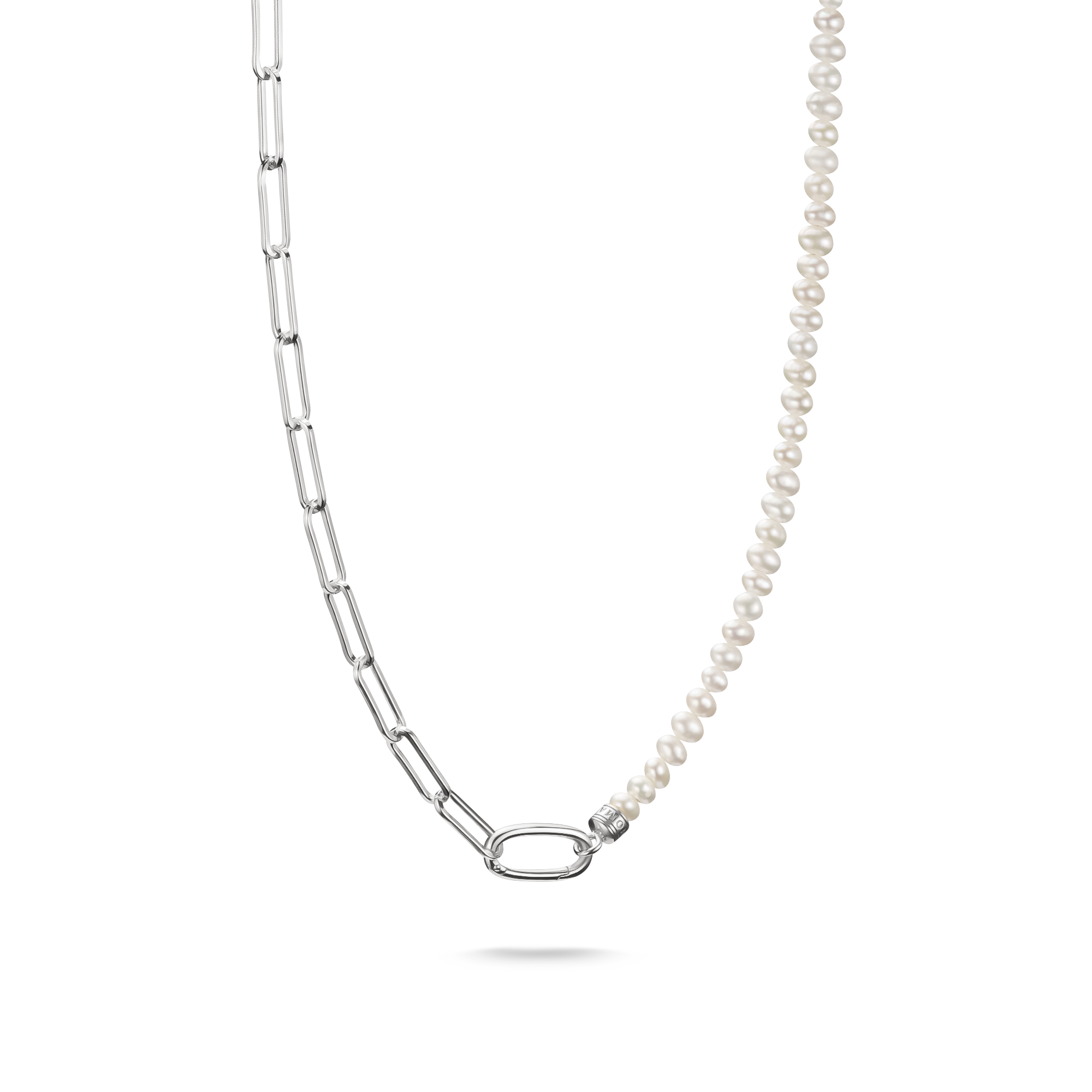 THOMAS SABO Connect Charm Necklace Paperclip with Pearls Silver