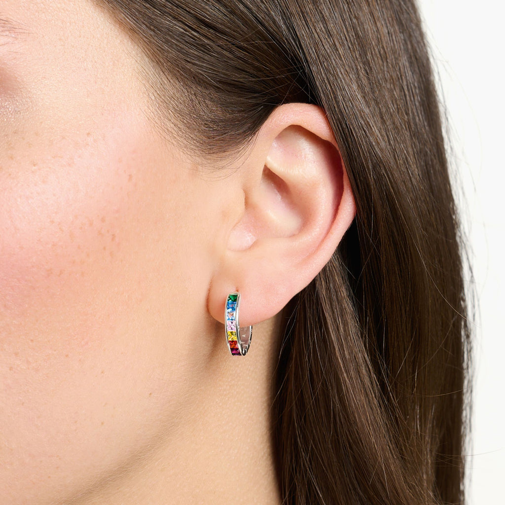 THOMAS SABO Hoop earrings colourful stones pavÃ© silver