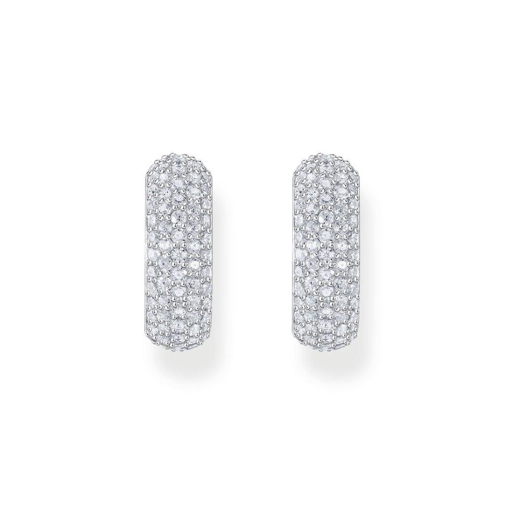 THOMAS SABO Small, wide hoop earrings with white zirconia
