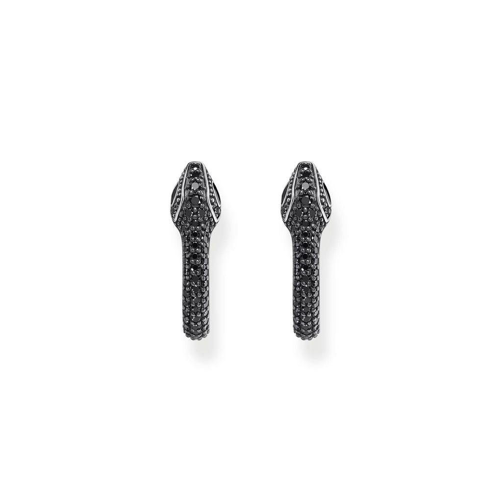 THOMAS SABO Snake hoop earrings with black zirconia
