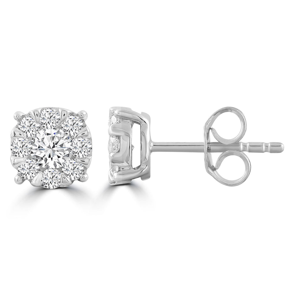 Stud Earrings with 0.50ct Diamonds in 9K White Gold