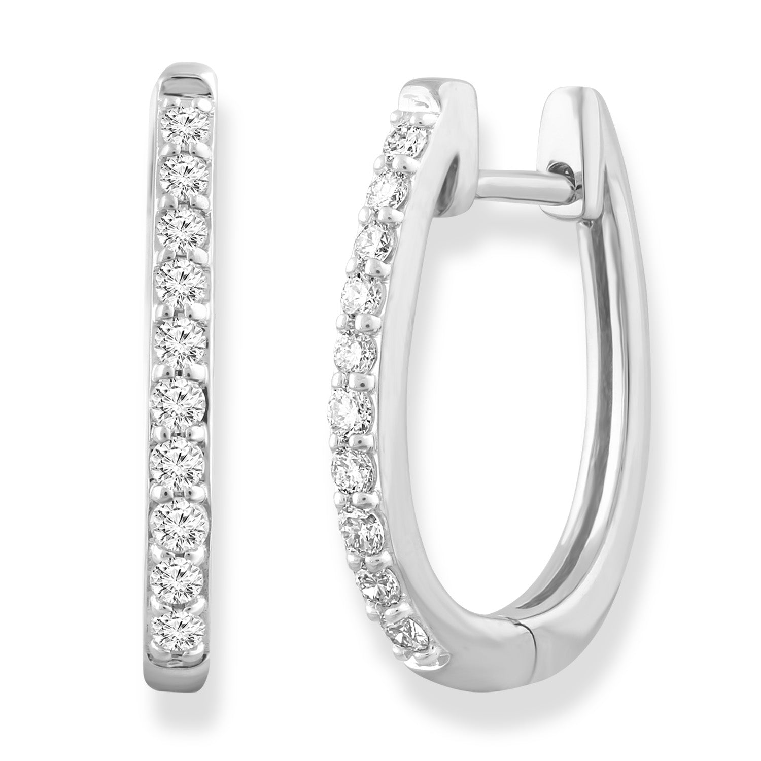 Huggie Earrings with 0.33ct Diamonds in 9K White Gold