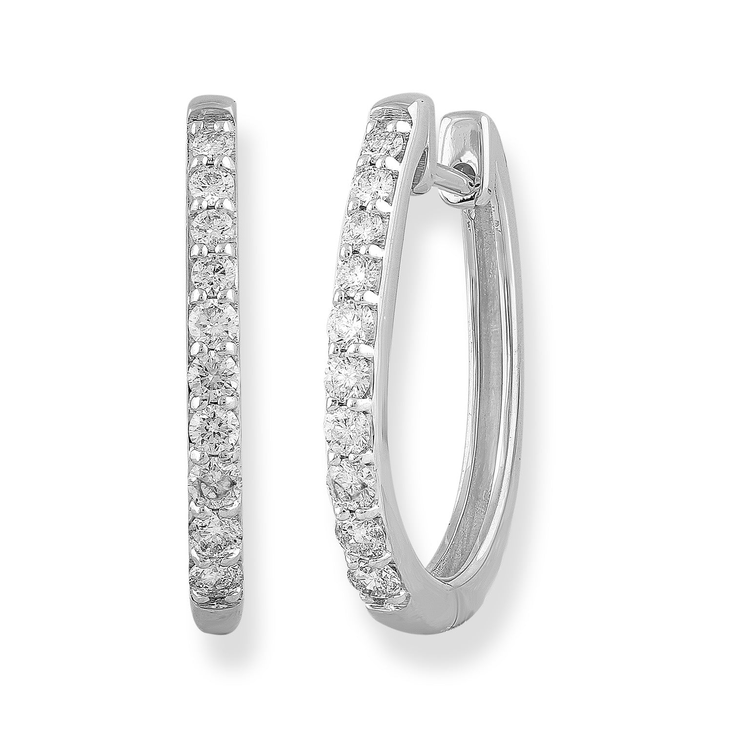 Huggie Earrings with 0.50ct Diamonds in 9K White Gold