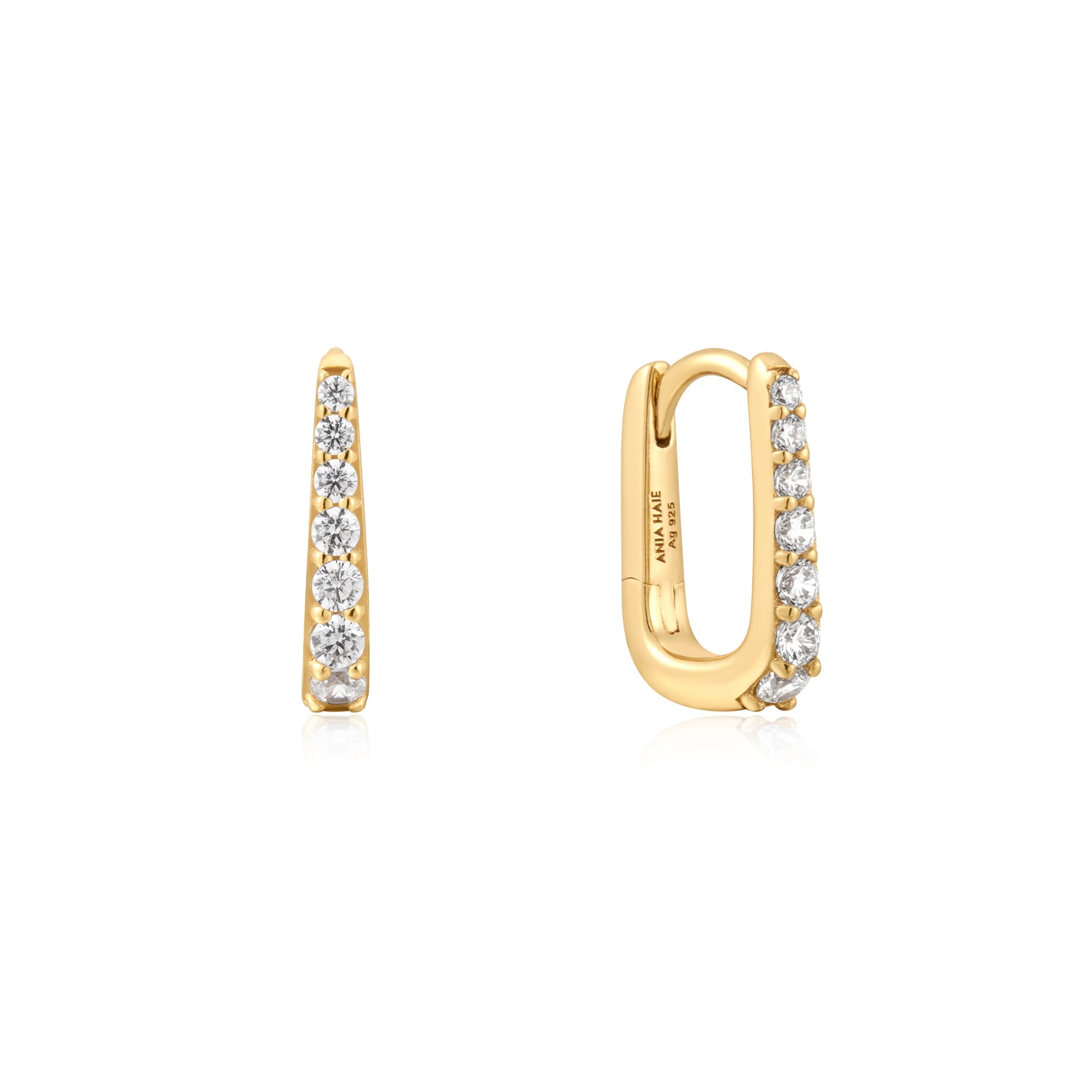 Ania Haie Gold Oval PavÃ© Huggies