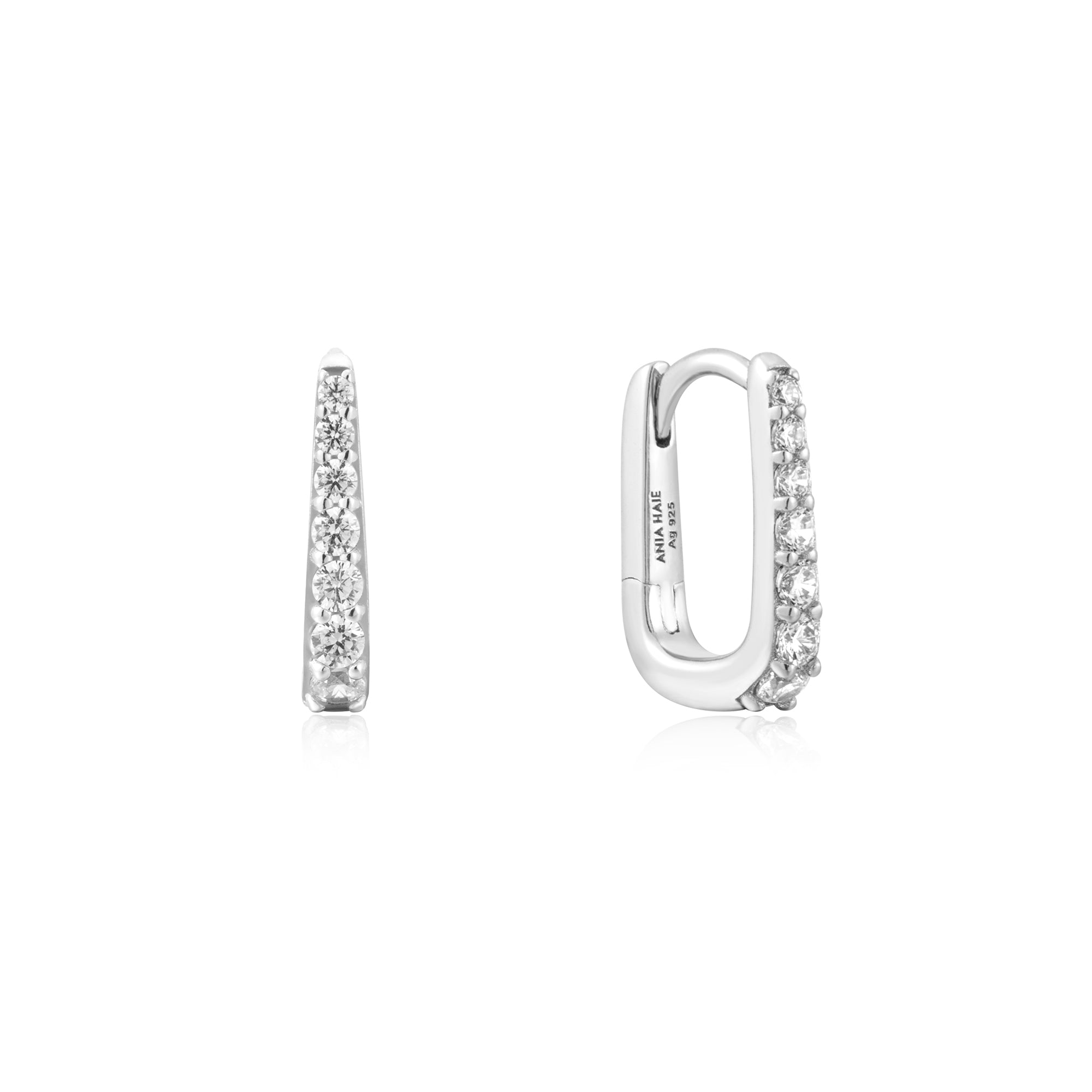 Ania Haie Silver Oval PavÃ© Huggies