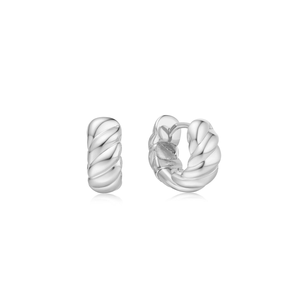 Ania Haie Silver Bold Texture Small Huggie Hoop Earrings