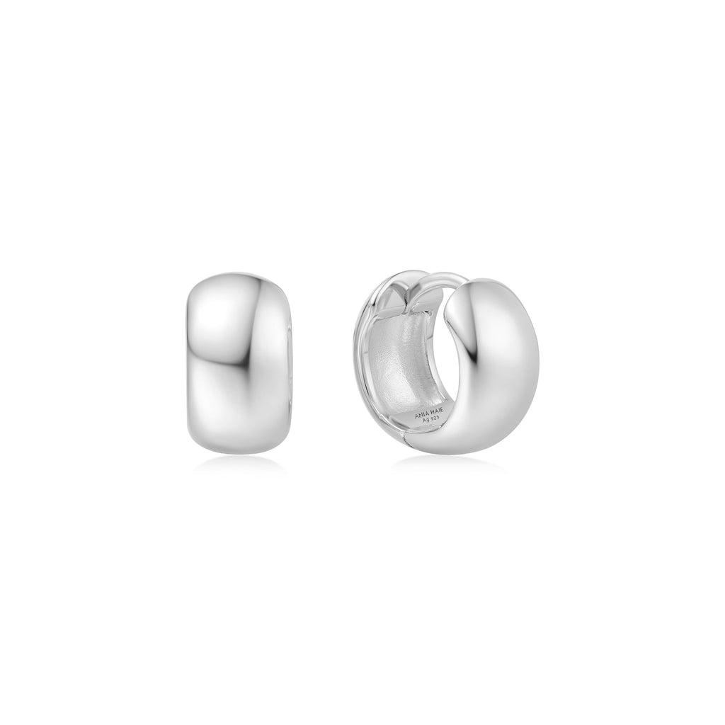 Ania Haie Silver Chubby Small Huggie Hoop Earrings