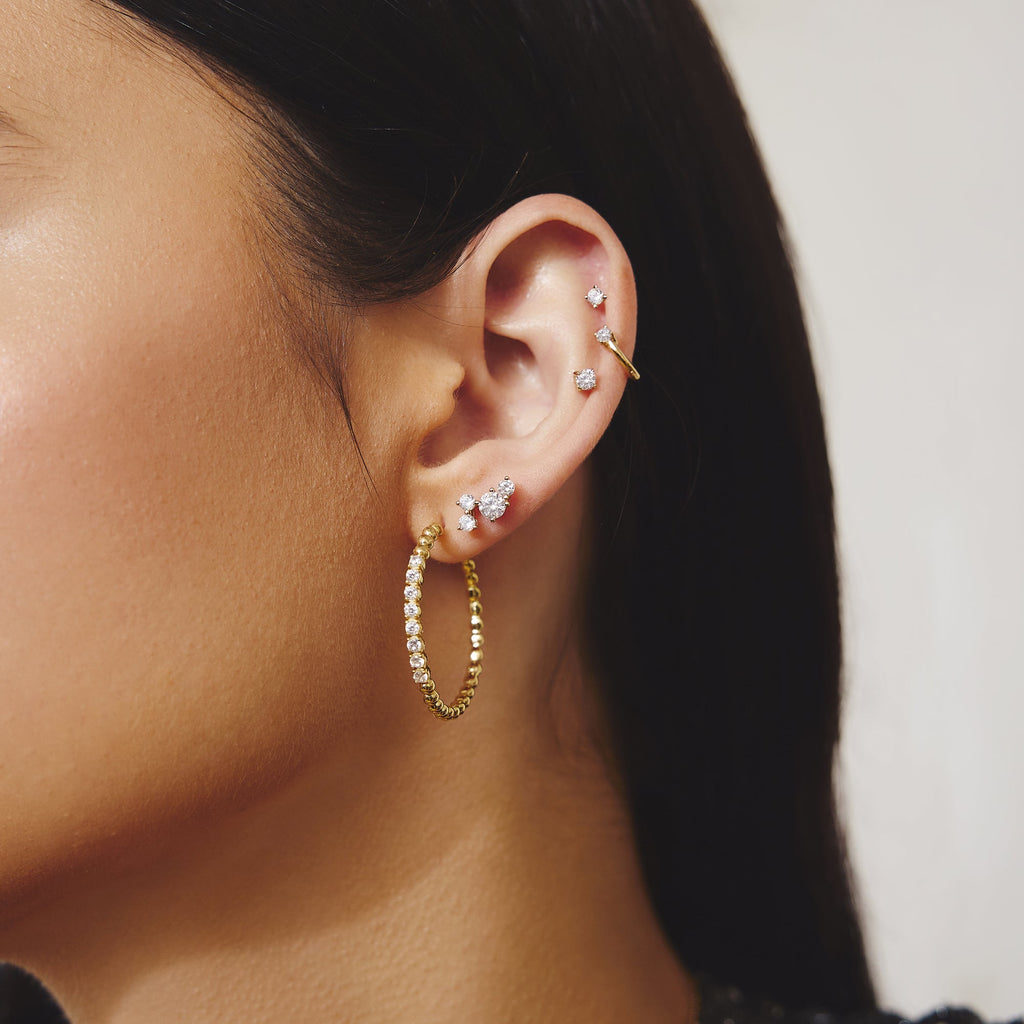 Ania Haie Gold Large Claw Sphere Beaded Hoop Earrings