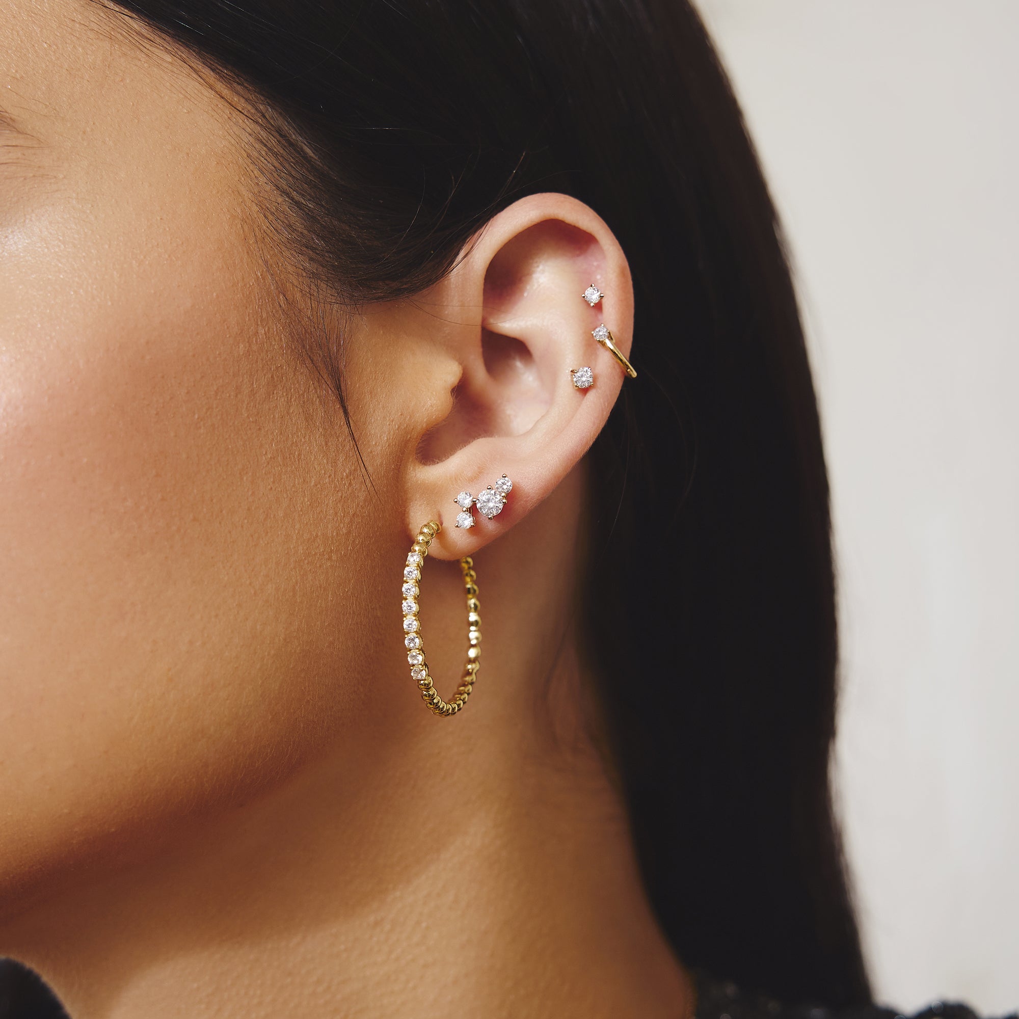 Ania Haie Gold Large Claw Sphere Beaded Hoop Earrings