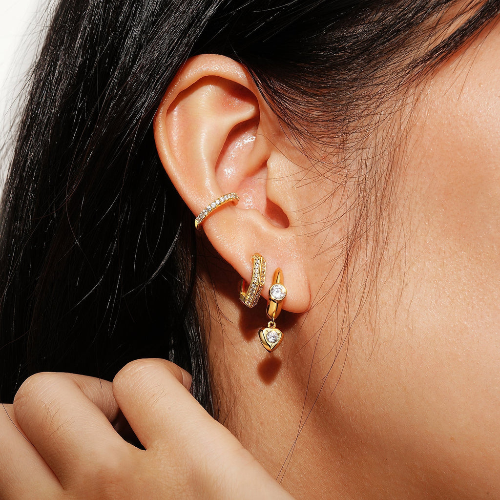 Ania Haie Gold U-Shaped Shield Drop Huggie Hoop Earrings