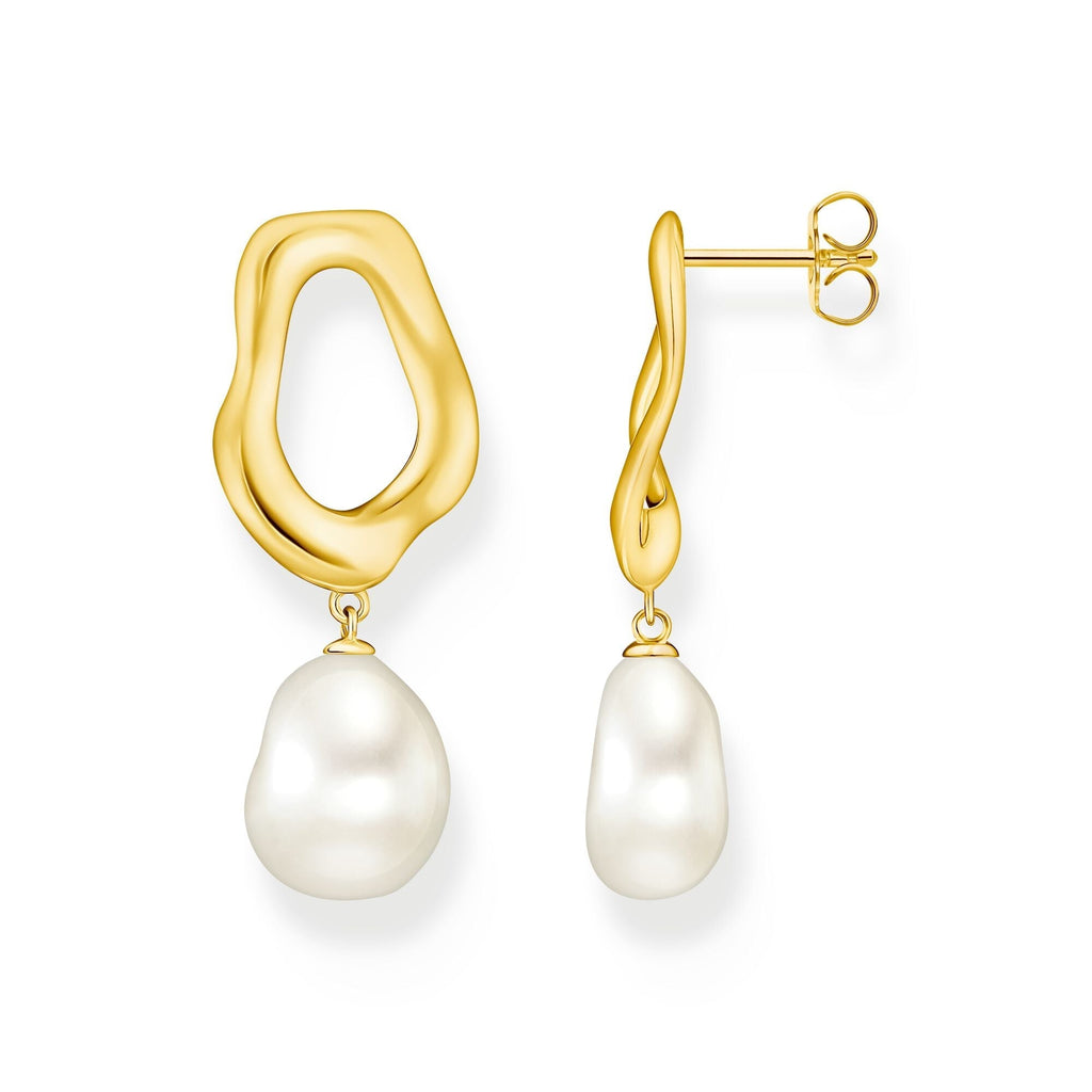 THOMAS SABO Stud Earrings with Freshwater Pearls in Gold