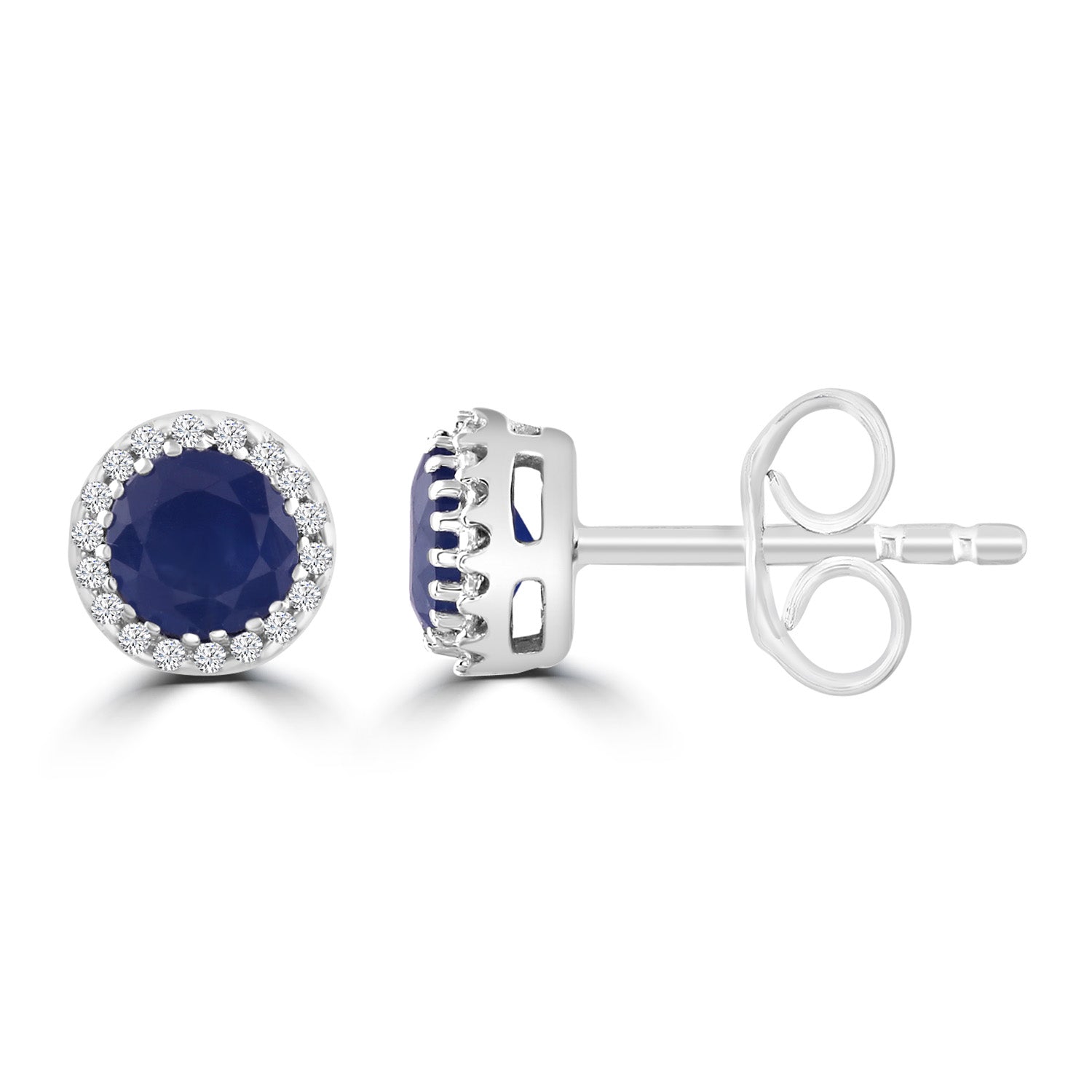 Sapphire Earrings with 0.05ct Diamonds in 9K White Gold