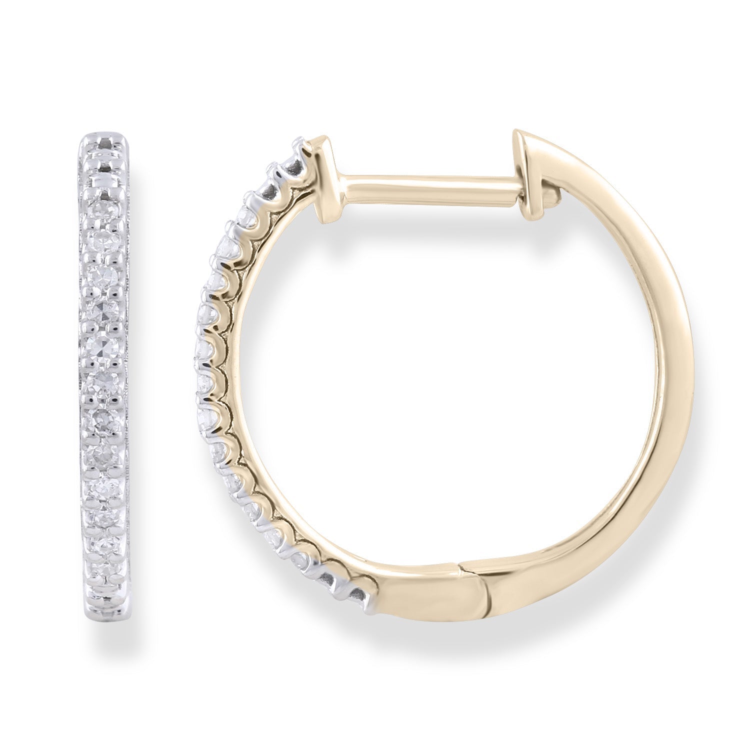 Hoop Earrings with 0.10ct Diamonds in 9K Yellow Gold