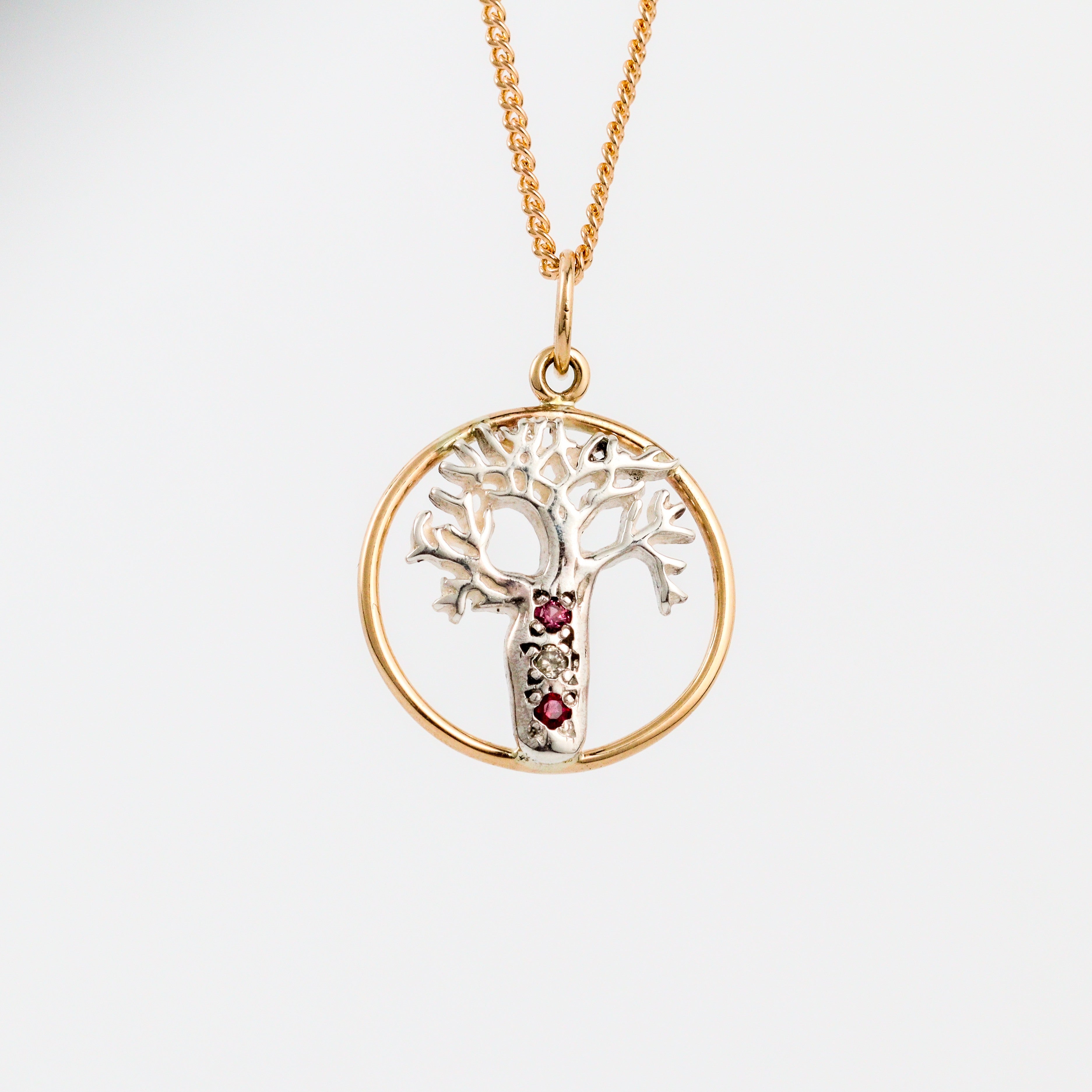 Coral Bay Jewels - Two-Tone Boab Tree Ruby & Diamond Pendant