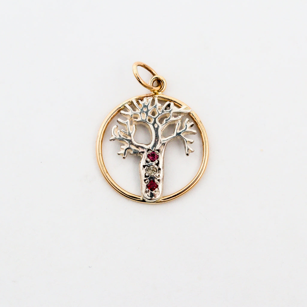 Coral Bay Jewels - Two-Tone Boab Tree Ruby & Diamond Pendant