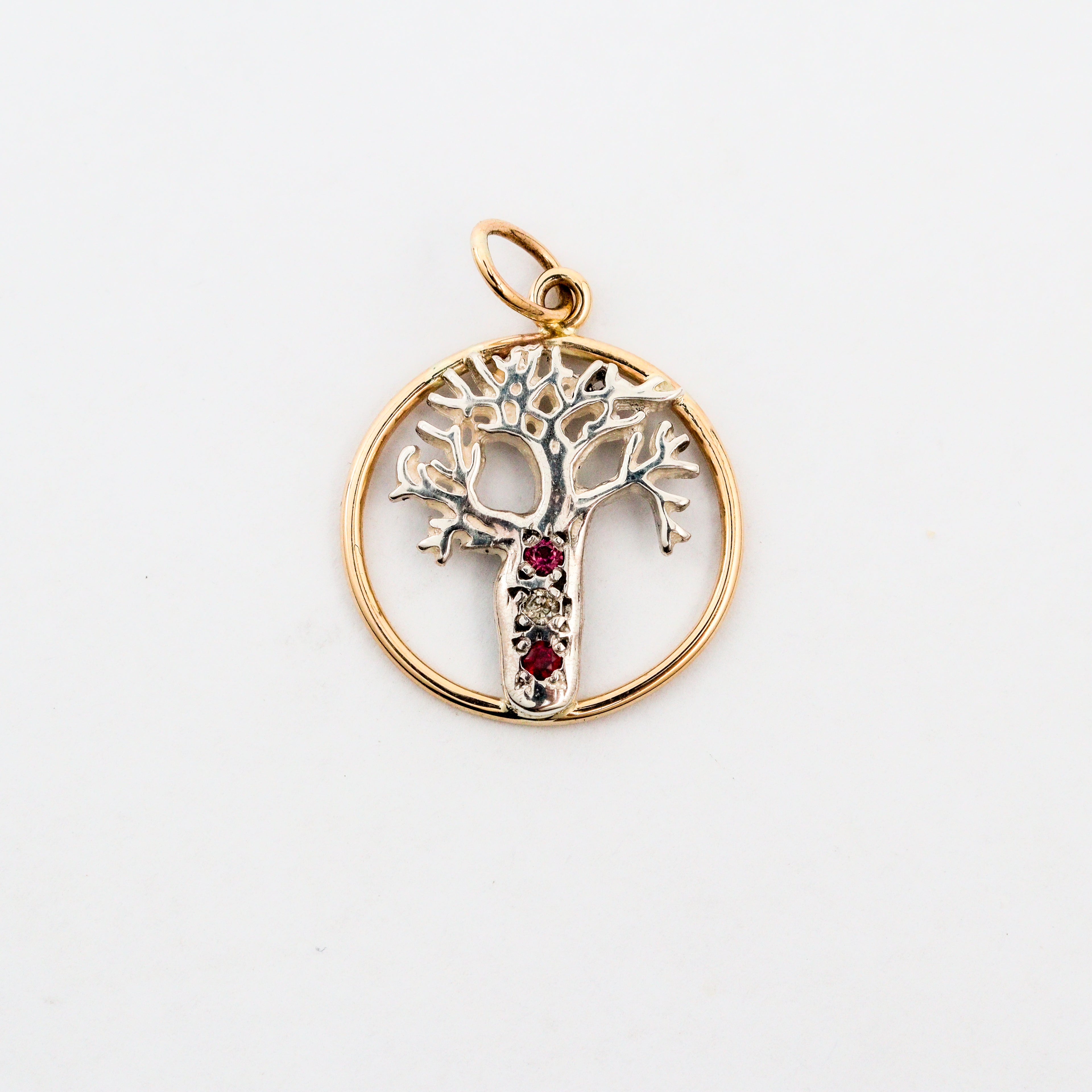 Coral Bay Jewels - Two-Tone Boab Tree Ruby & Diamond Pendant