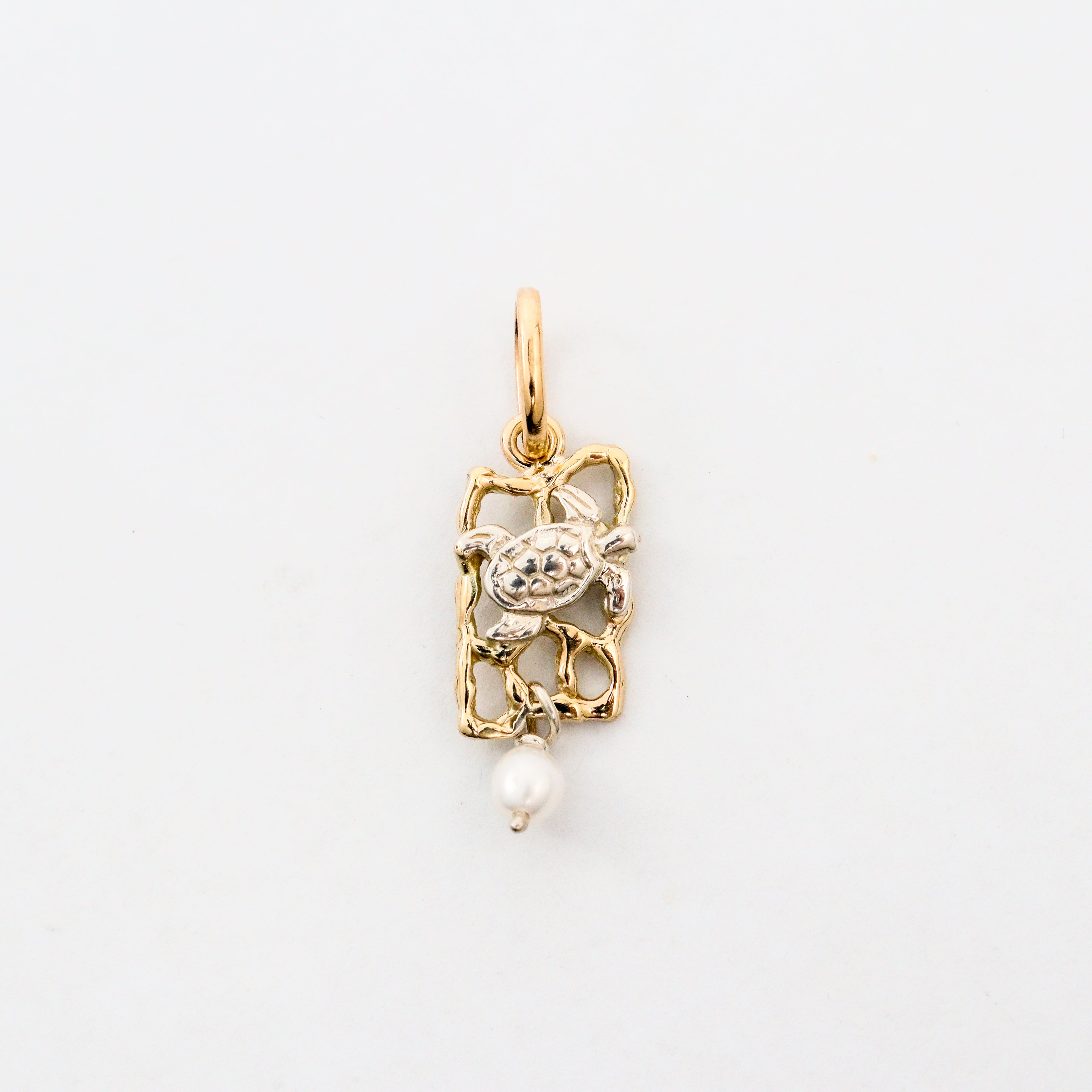 Coral Bay Jewels - Two-Tone Coral Reef Turtle Drop Pendant