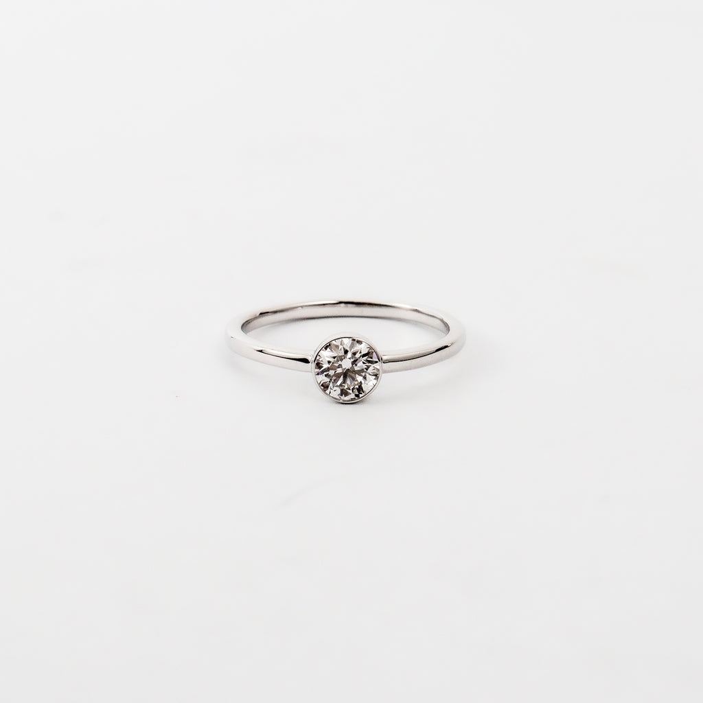 Leon Baker - White Gold Lab Diamond Bezel Ring