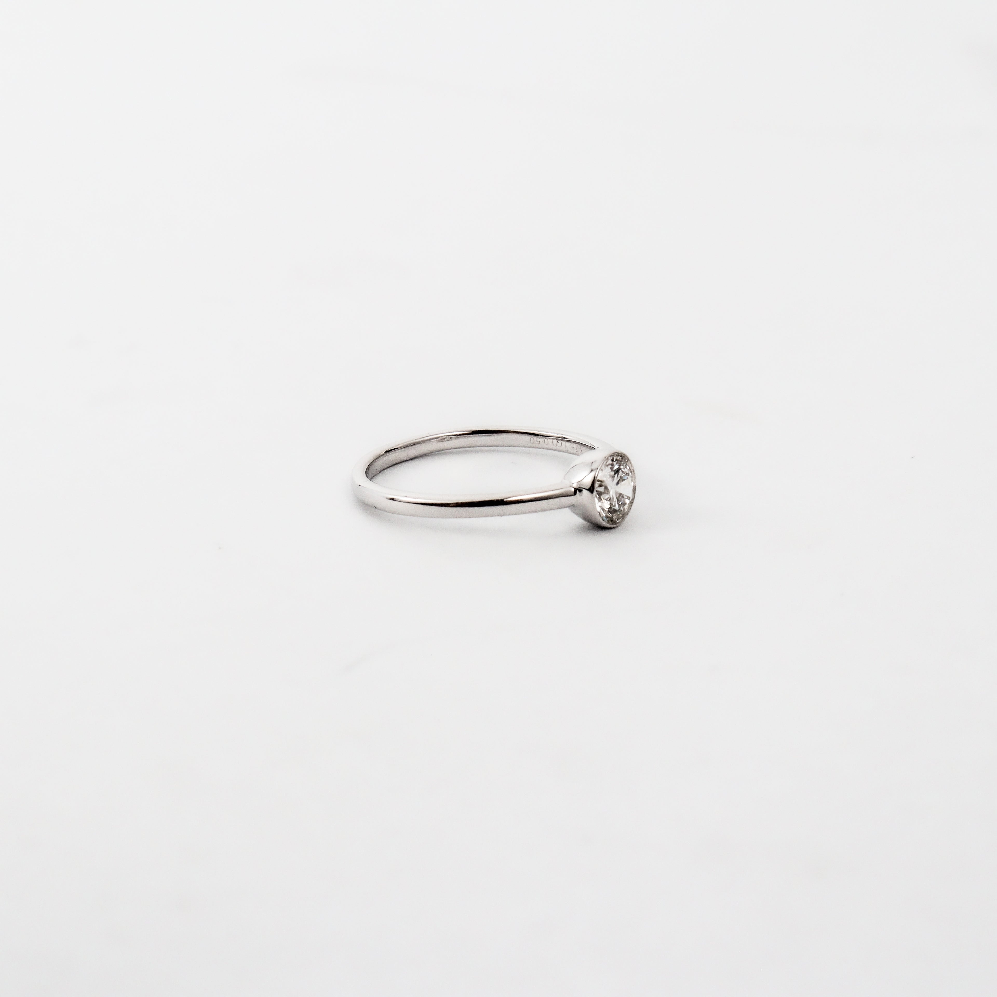Leon Baker - White Gold Lab Diamond Bezel Ring