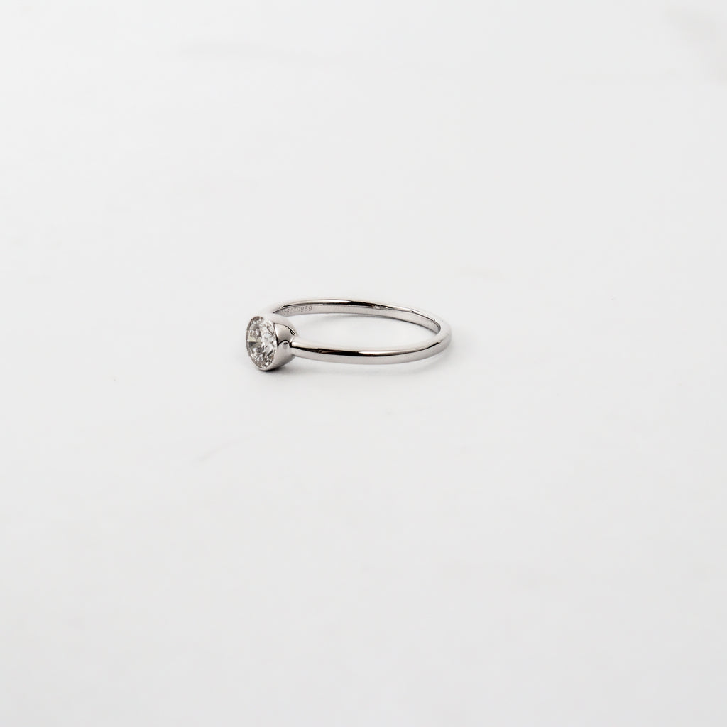 Leon Baker - White Gold Lab Diamond Bezel Ring