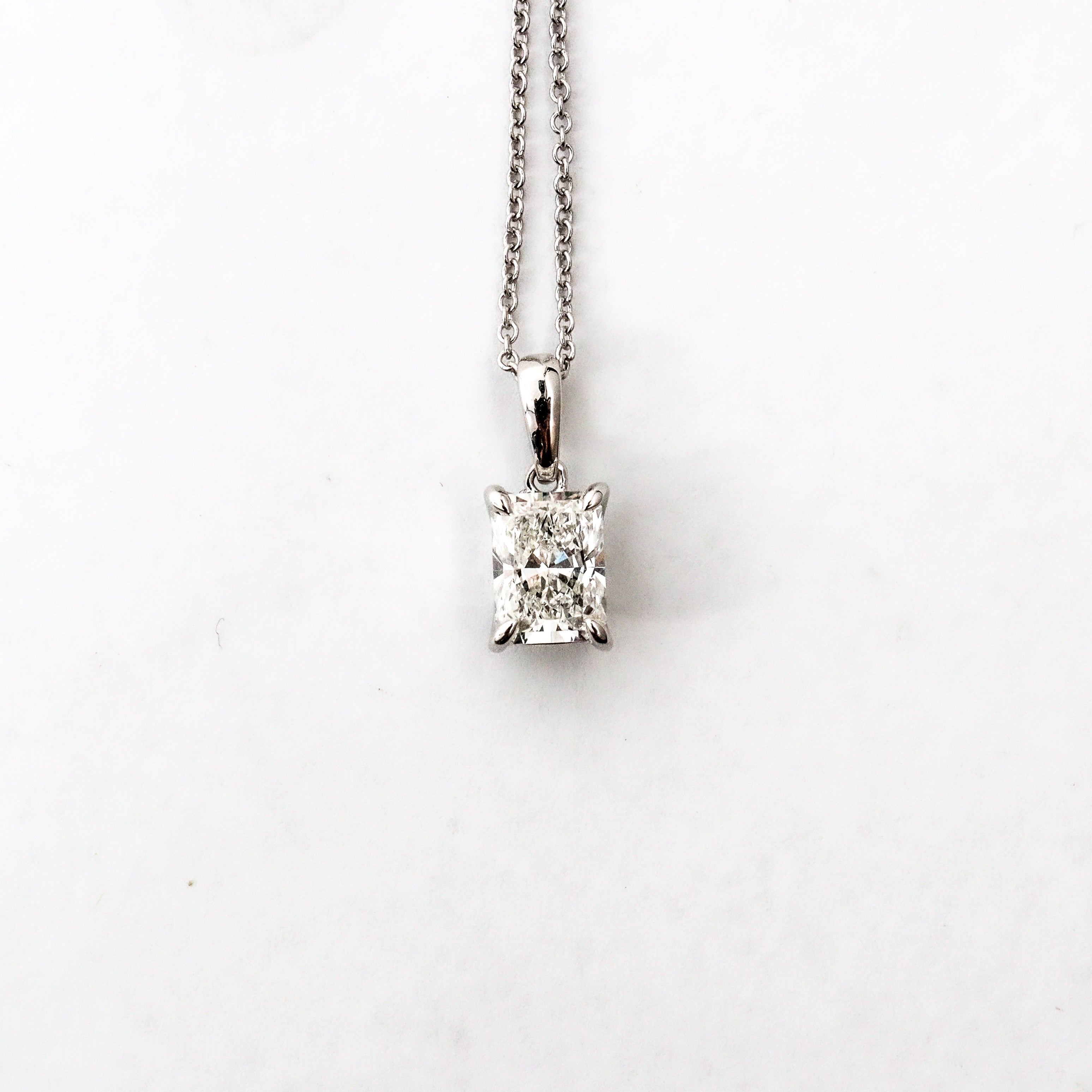 Leon Baker - White Gold Radiant Cut Lab Diamond Necklace