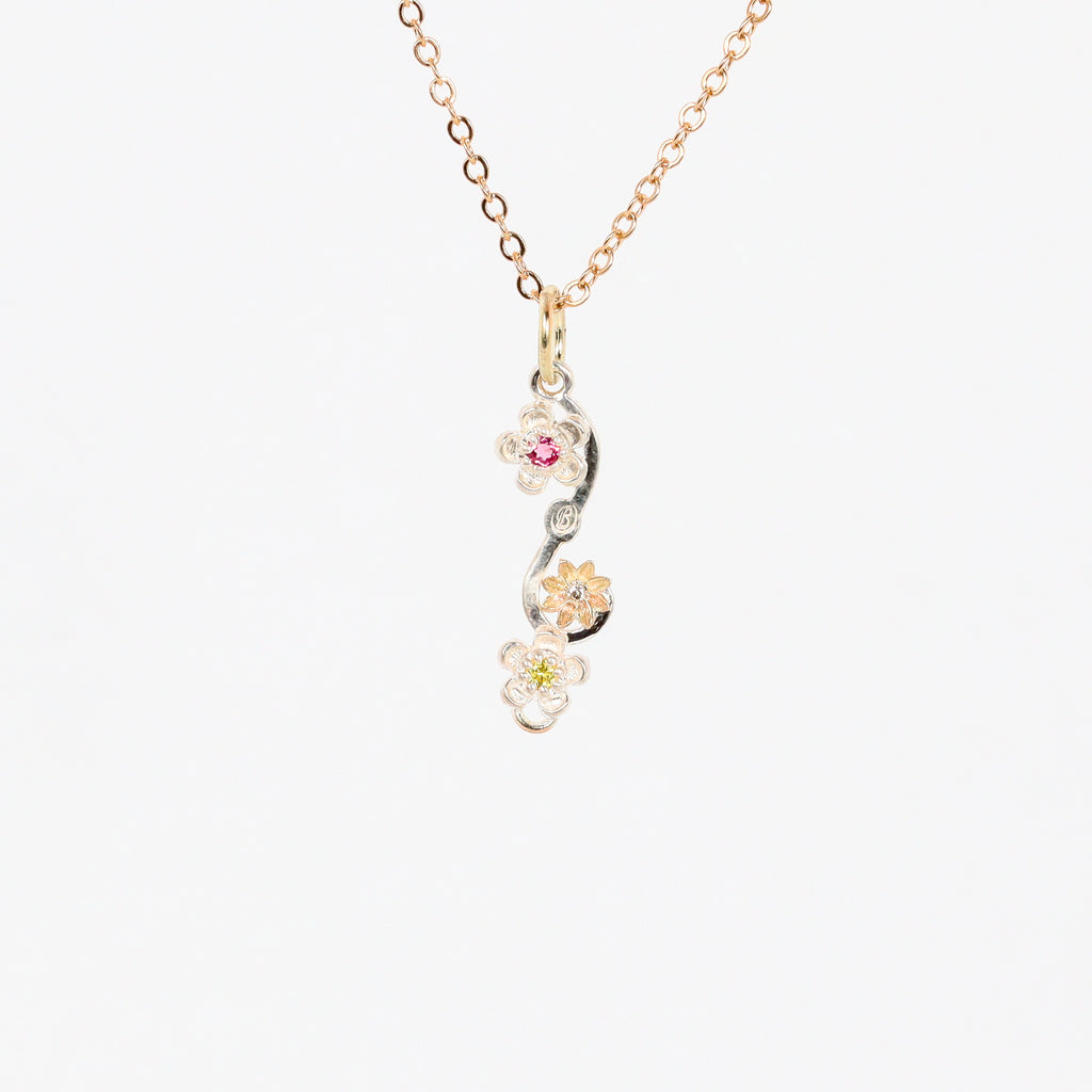 Leon Baker - Two-Tone Wildflower Sapphire & Diamond Pendant