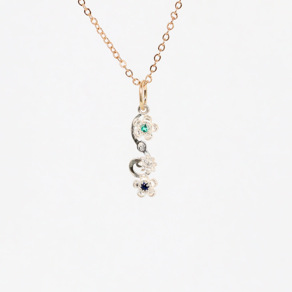 Leon Baker - Two-Tone Wildflower Sapphire & Emerald Pendant