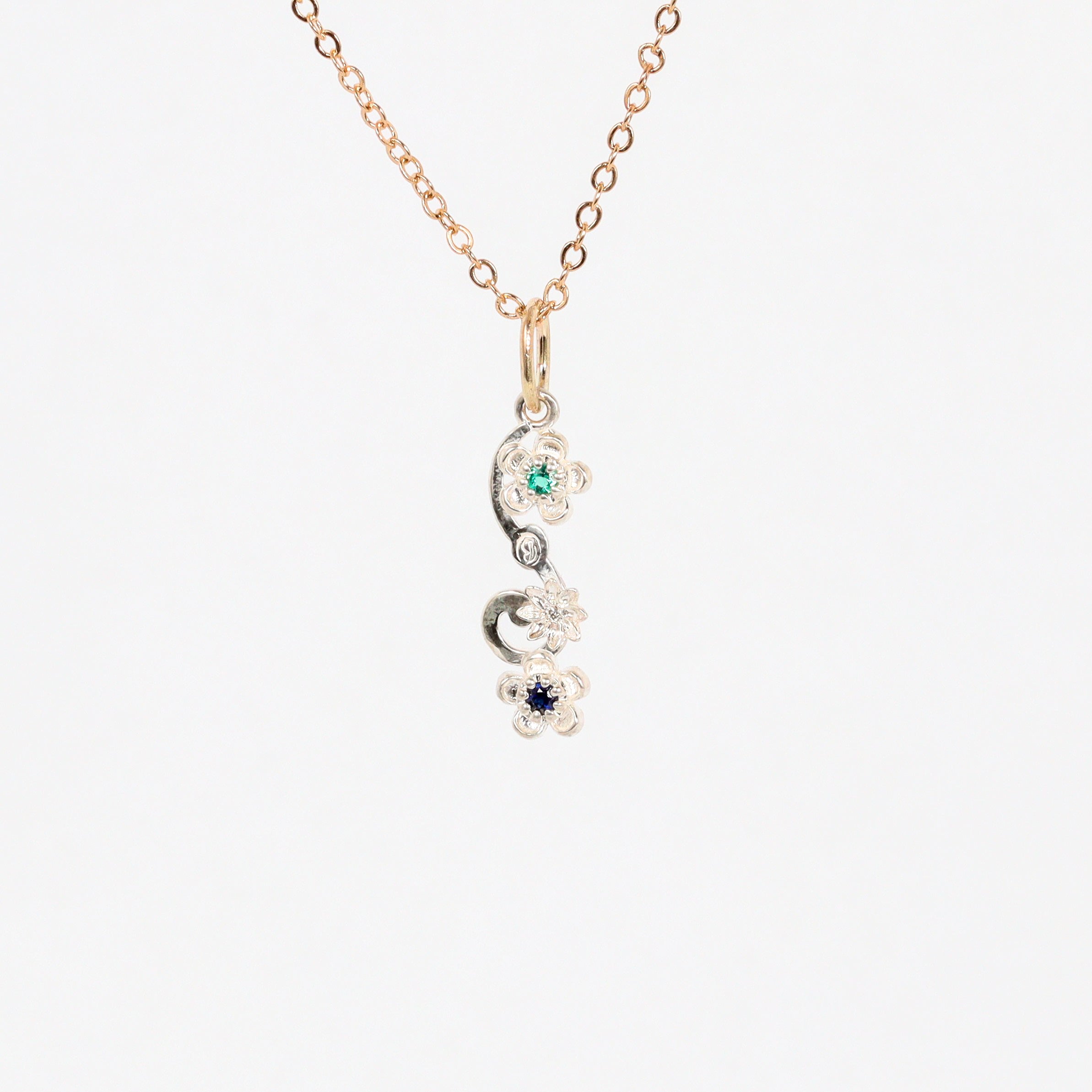 Leon Baker - Two-Tone Wildflower Sapphire & Emerald Pendant