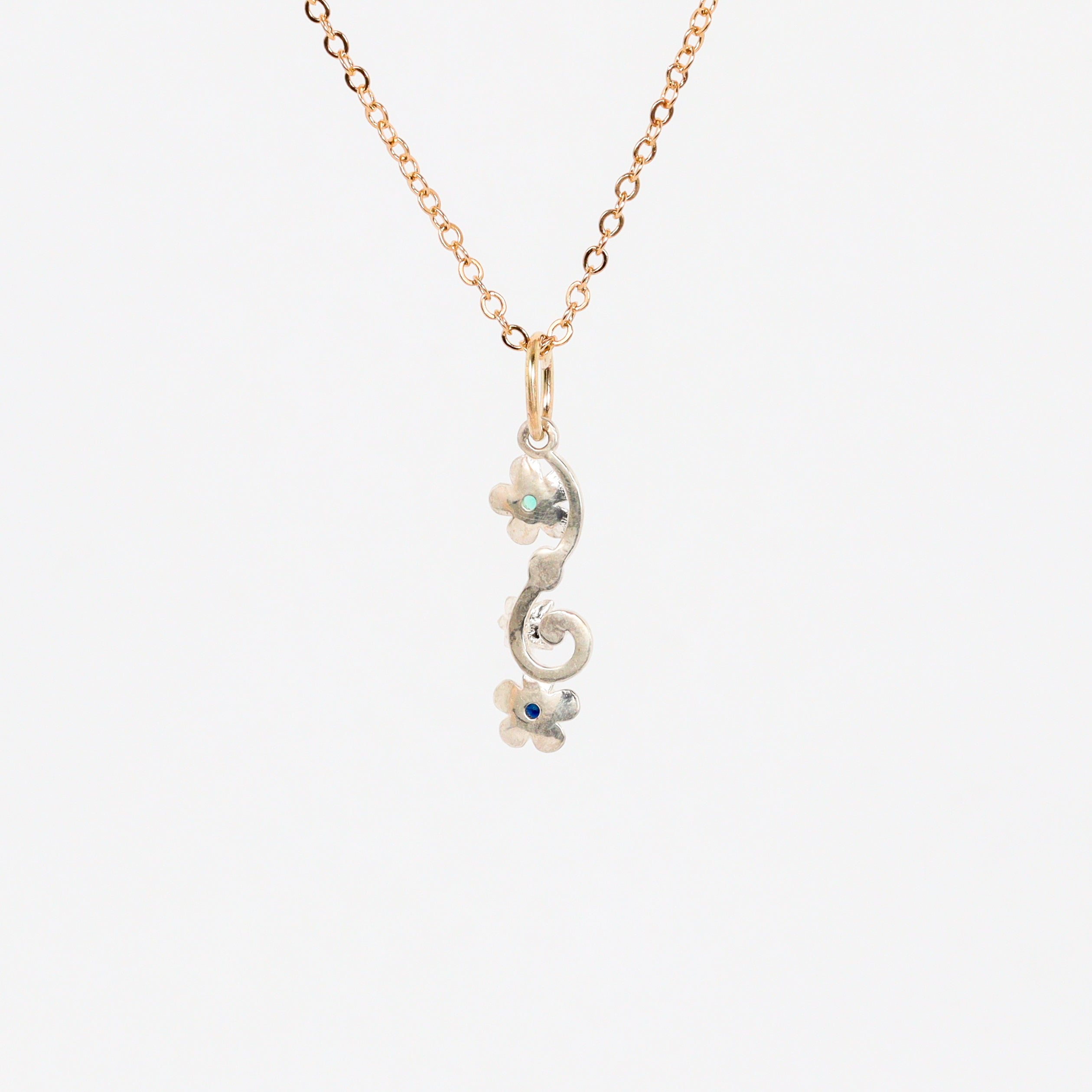 Leon Baker - Two-Tone Wildflower Sapphire & Emerald Pendant