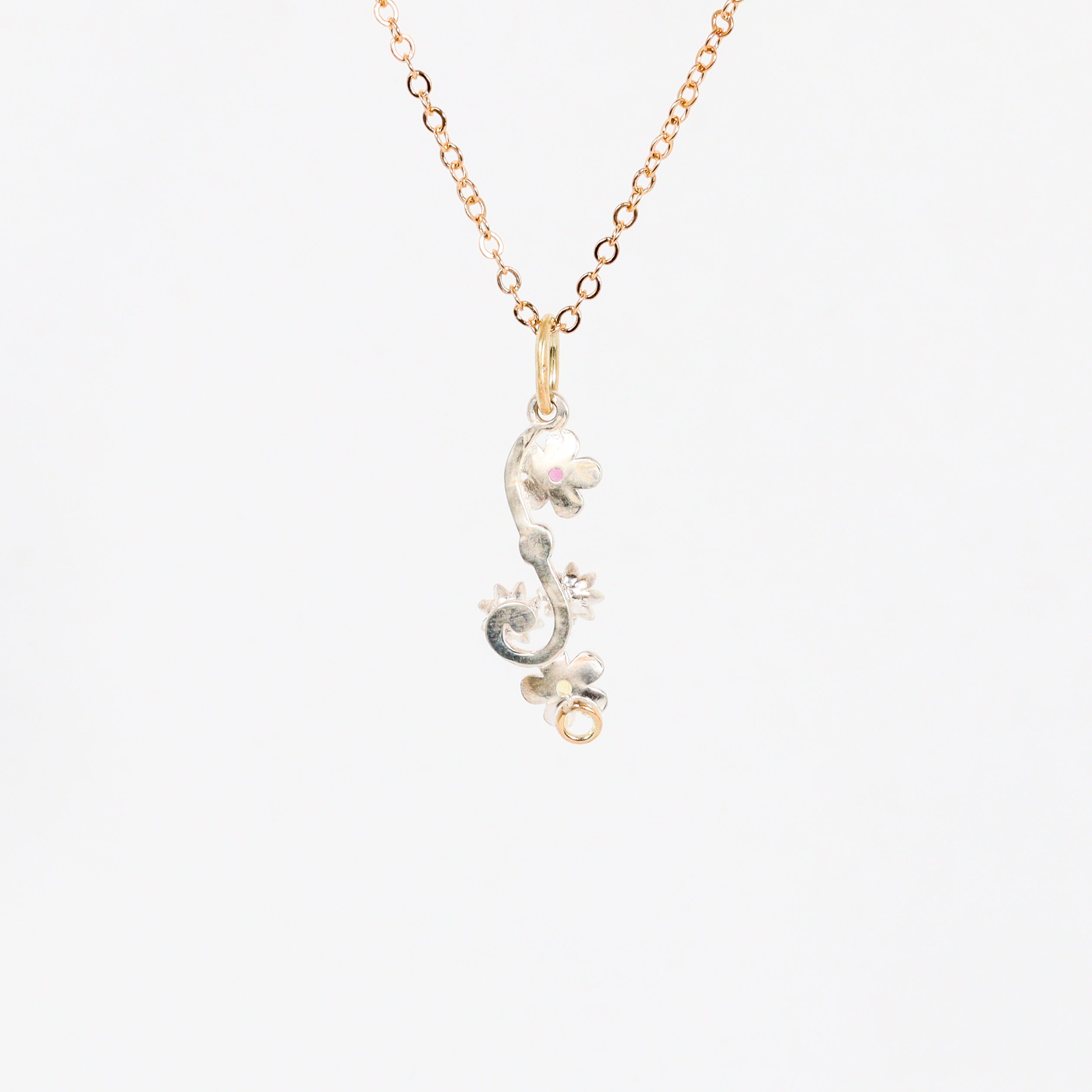 Leon Baker - Silver & 9kyg Wildflower Sapphire Pendant