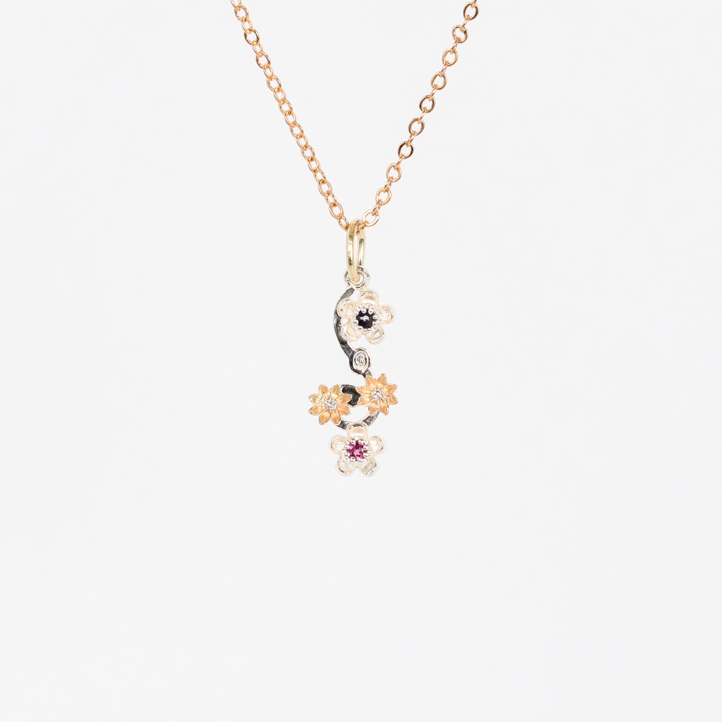 Leon Baker - Sterling Silver & 9K Yellow Gold Wildflower Pendant