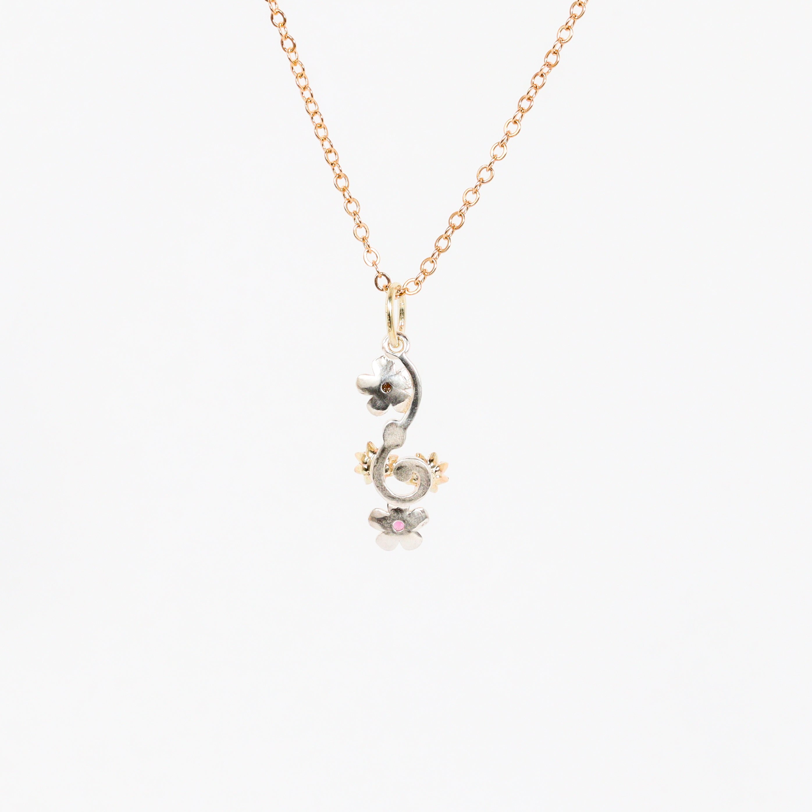 Leon Baker - Sterling Silver & 9K Yellow Gold Wildflower Pendant